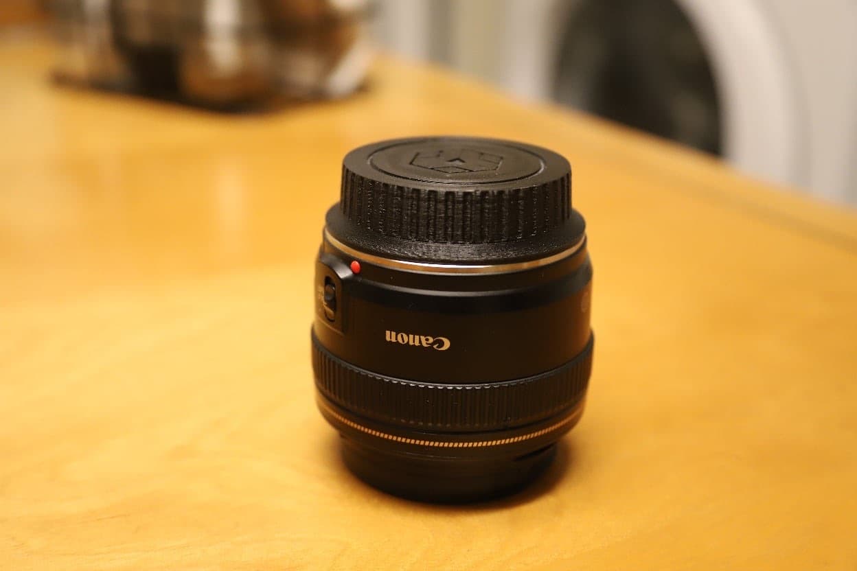 Canon EF rear lens cap fitted on a lens