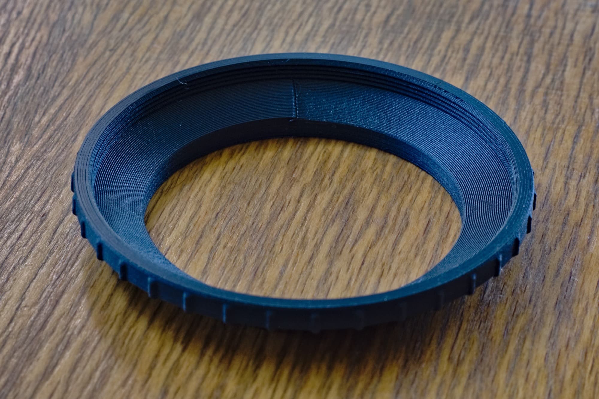 Camera filter step-up adapter on a lens
