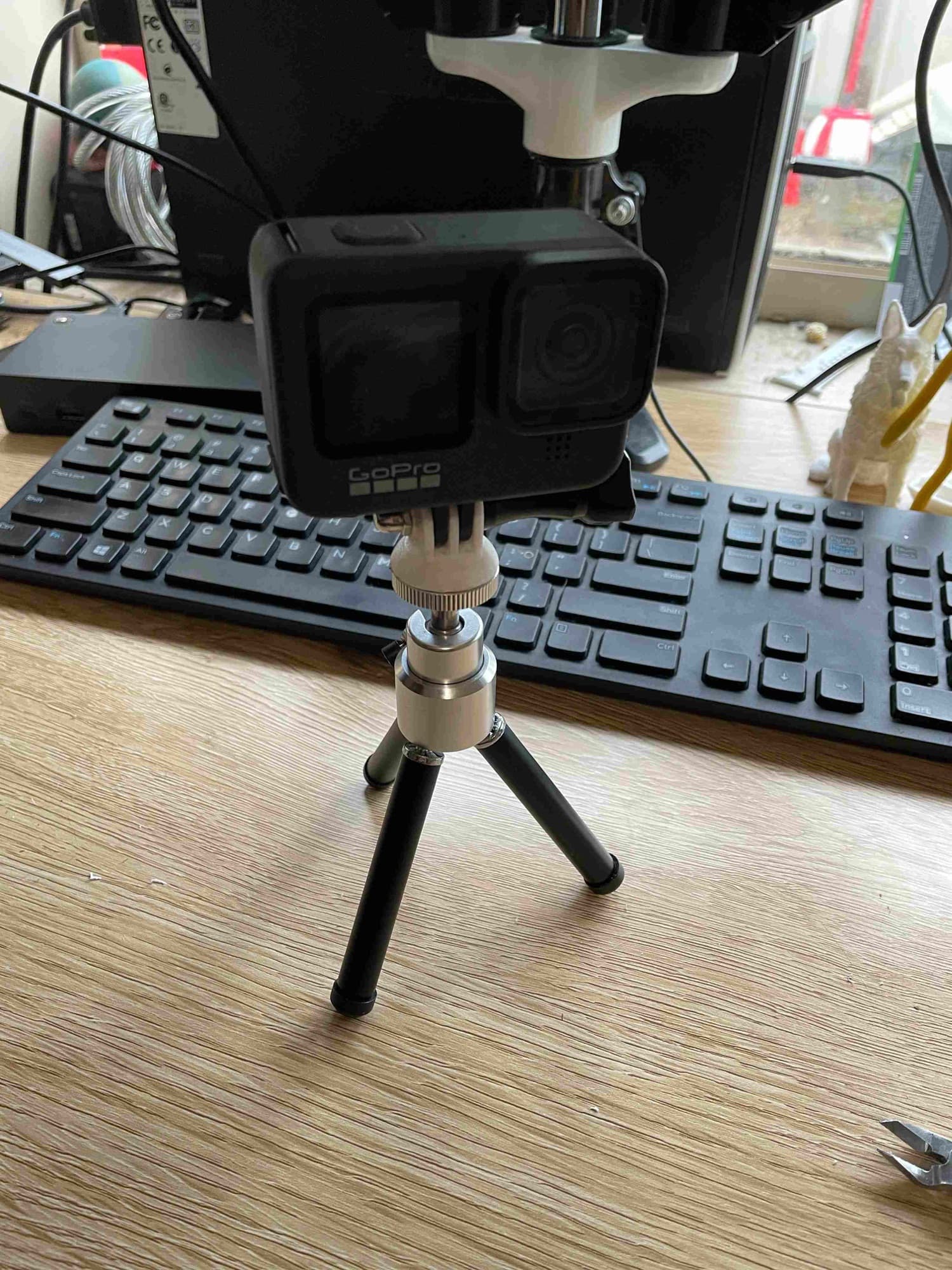 GoPro mounted on a tripod using the printed adapter