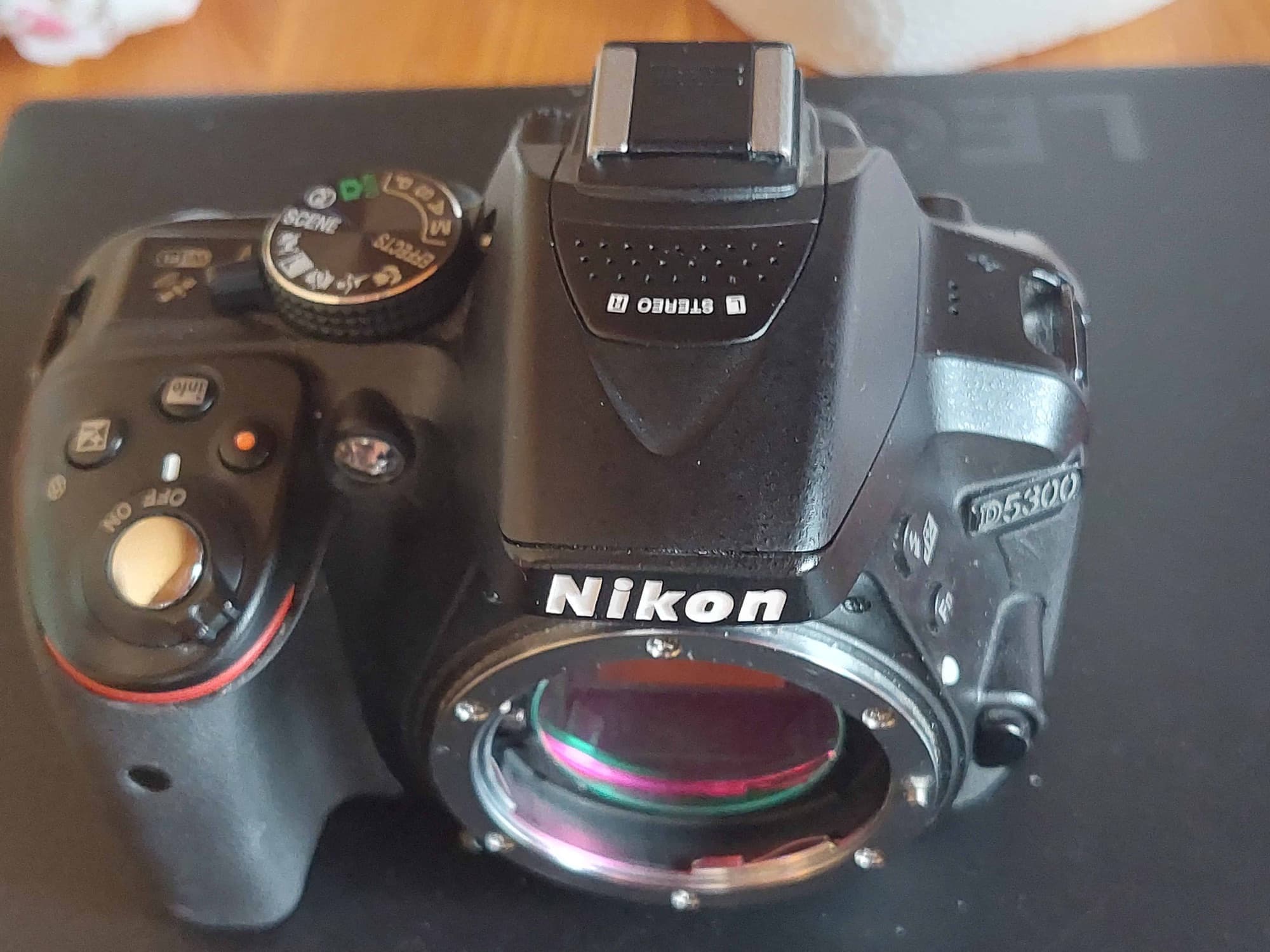 Nikon APS-C clip-in filter adapter with a 36mm filter installed
