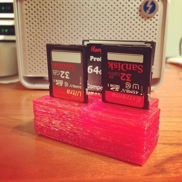 SD and CF card holder with cards inserted