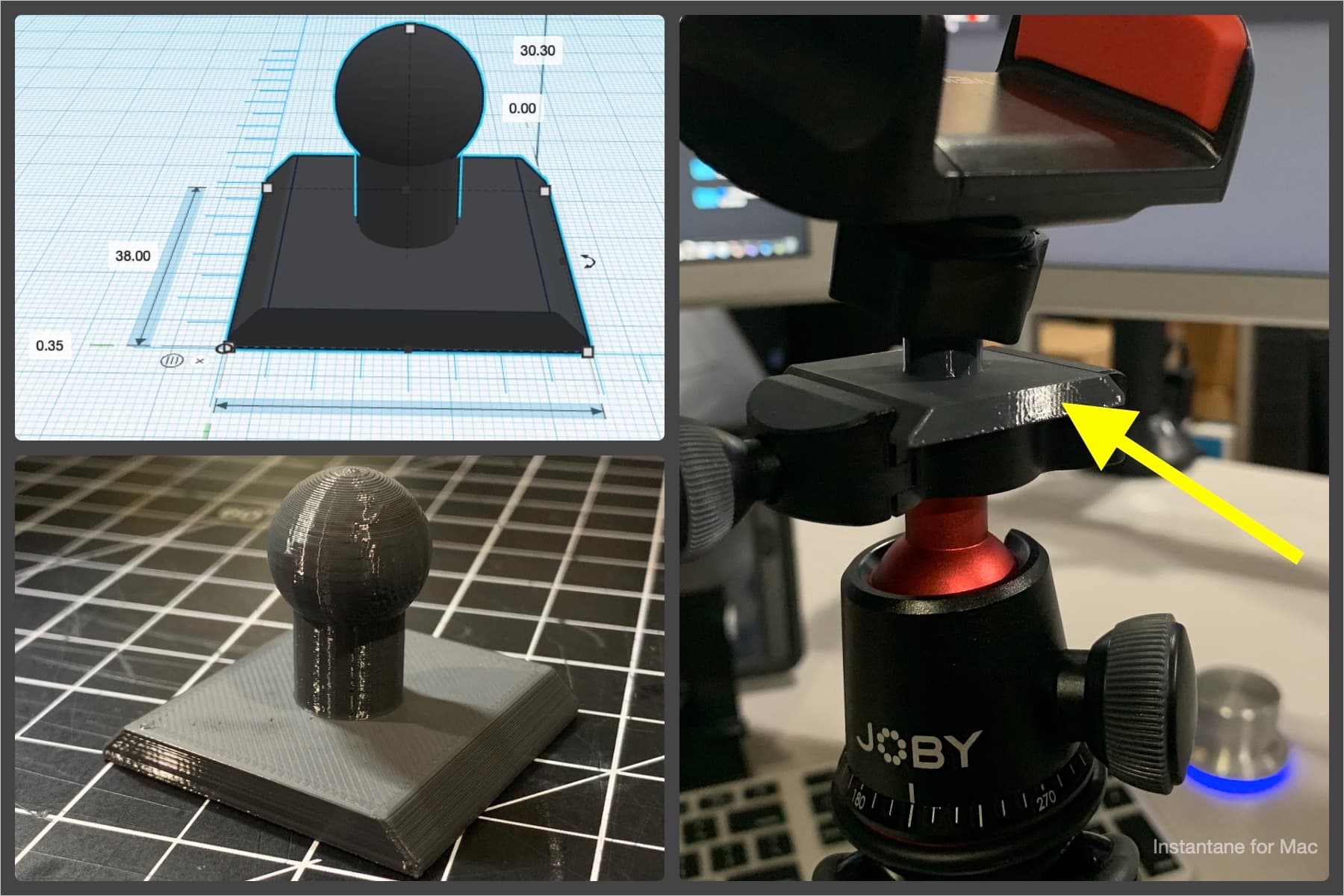 Ram-ball to Arca-Swiss tripod adapter